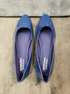 Fever Sole Women’s Pointy Toe Ballet Flats Blue Patent Leather Size 8.5 - Picture 1 of 9