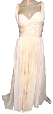 Oscar de la Renta 2022 Ruched Draped Pale Peach Pink Long Maxi Gown Dress US 0 - Image 1 of 3