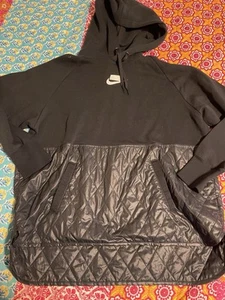 Nike Women’s NSW Fleece Quilted Hoodie - Black - L - Picture 1 of 6