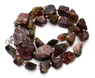 Bicolor Tourmaline Gem Rough Unpolished Big Size Nuggets Necklace 19" 507Cts. - Image 1 of 4