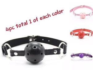 4pc Sex toys Open Mouth Gag Harness Oral Ball Adult Restraint Slave Bondage🙊 - Picture 1 of 5