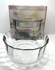 Vintage Anchor Hocking Klarglas Servieren Salat Kleinigkeit Schüssel 10" gewellter Rand - Bild 1 von 8