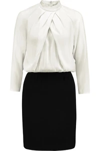 NUEVO CON ETIQUETAS $430 SANDRO Paris RULLY crudo blanco superior negro inferior vestido talla 3 EE. UU. 8-10 - Imagen 1 de 12
