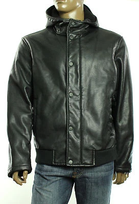 Nueva Chaqueta de Moto Kenneth Cole Reaction Shepra Forrada Negra Imitación Cuero Con Capucha XXL Foto 1 de 4