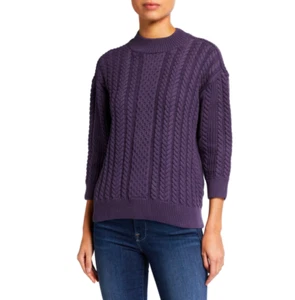NYDJ Women's Size XXS Cable-Knit 3/4-Sleeve Sweater Pullover Purple NEW - Bild 1 von 10