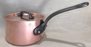 Copper Pot-Lid SLT Made In France 5 3/4" x 3 3/4" Cast Handles Stainless Inside - Picture 1 of 10