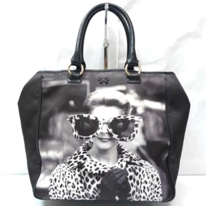 Anya Hindmarch Tote Bag Printed Design Black Auth From Japan Used - Picture 1 of 9
