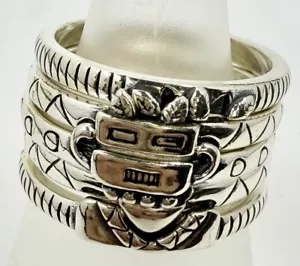 CAROLYN POLLACK VERY RARE STERLING 925 5 STACKING SIZE 9 RINGS (T374) - Picture 1 of 10
