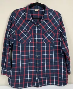 Camisa Duluth Trading Para Hombres 2XL Roja Negra A Cuadros Manga Larga Franela con Botones - Imagen 1 de 10