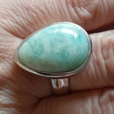 Designer Barse Fine Sterling Silver Overlay Amazonite Ring Size 8 Signed - Image 1 of 4