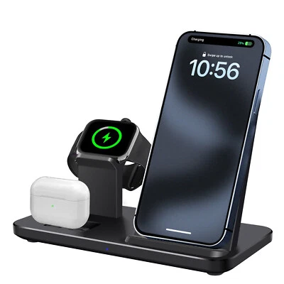 Estação de acoplamento carregador sem fio 3 em 1 para Apple Watch 11 Air Pods iPhone 17 Pro Max - Imagem 1 de 4