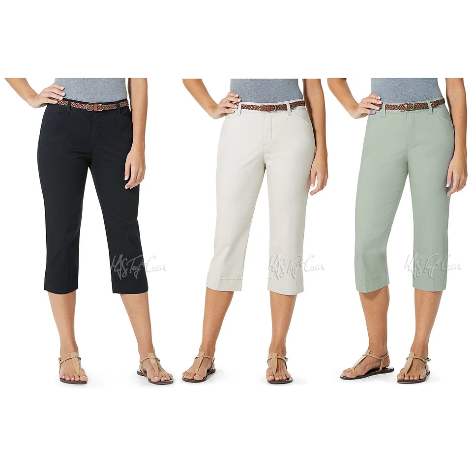 Nuevo con etiquetas Pantalones Bandolino Mujer Cinturón Maureen Elásticos Clásicos Capri Longitud 3 colores Foto 1 de 1