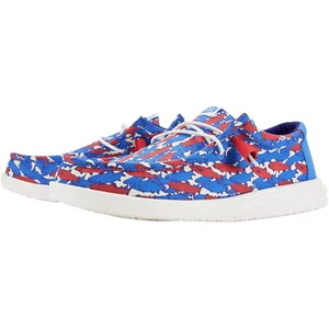 Hey Dude Wally H20 Fish Camo Red/White/Blue Adult Shoes Men's Size 10 - Picture 1 of 6
