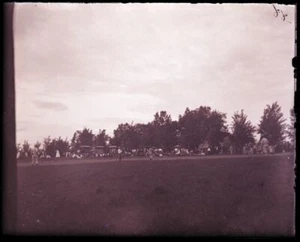 ONE EARLY 1900s ANTIQUE GLASS NEGATIVE, NEWPORT, ME, "BASEBALL GAME, CARS" #2 - Picture 1 of 2