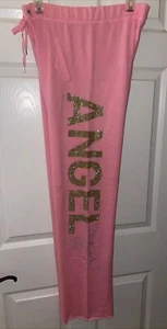 Victorias Secret S ANGEL BLING PINK Sweatpants Boyfriend Pants WIDE Baggy Lounge - Picture 1 of 18