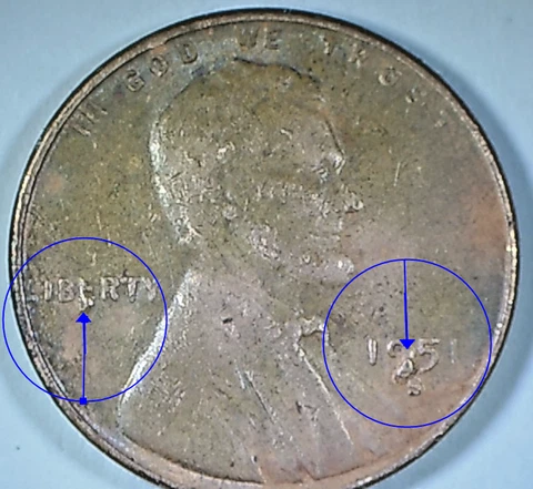 RARE TWO CUDs ERROR! 1951 S Penny TWO CUDs and Doubling of "S" Error Cover
