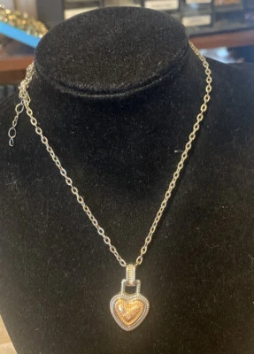 Collar Diamantes Internacional Real Diamante Corazón Tono Plata Rodio Langosta Foto 1 de 3