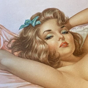 Alberto VARGAS Esquire Playboy PINUP FOLD OUT PRINT Sexy Blonde Bow In Hair VNTG - Picture 1 of 8