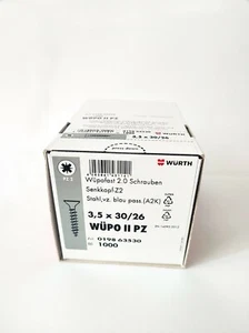WÜRTH Caja 1000 TORNILLOS Wurth 3.5x30/26 wupo II PZ para madera - Picture 1 of 3