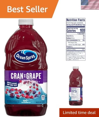 Bebida de jugo de uva Cran-Grape 64 fl oz | Sin aditivos artificiales, refresco puro Foto 1 de 4