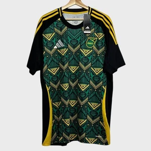 NWT adidas Jamaica 2024/25 Black Green Yellow Away Soccer Football Jersey 2XL - Picture 1 of 3