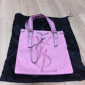 Yves Saint Laurent Kahala Women's Tote Hand Bag Pink Silver Logo Leather Ladies - Picture 1 of 3