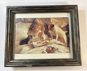 Vintage "Suspense" Druck signiert von Charles Burton Barber, Holzrahmen 11x9,5 - Bild 1 von 8