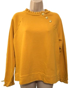 Talbots Women's Sweater Mustard Yellow Size Petite L 100% Cotton Pullover - Picture 1 of 8