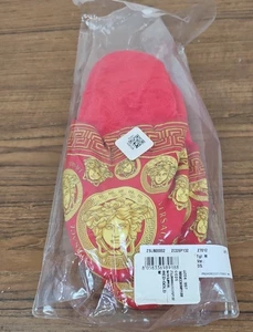 Versace Medusa Print Cotton Bath Shower Slippers Medium Red / Gold - Picture 1 of 5
