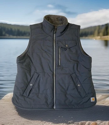 Carhartt Sherpa Lined Utility Vest Womens Reversible Sz L 12/14 103907 - Image 1 of 4