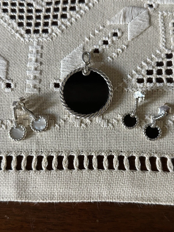 Colgante David Yurman Element Reversible BK Onyx/MOP/SS/Pavé Diamante/Pendientes Foto 1 de 4