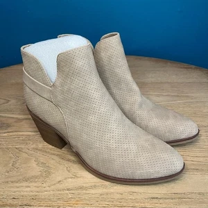 Neu! Mia Jullep Perf spitze Damen-Stiefeletten mit Blockabsatz khaki hellbraun Größe 8 - Bild 1 von 9