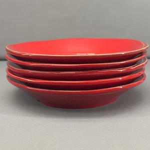 Set of 5 VIETRI Lastra Red Italian Ceramic 8.5" Pasta Bowls Made in Italy - Picture 1 of 11