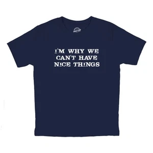 Youth Im Why We Cant Have Nice Things T Shirt Funny Trouble Maker Tee for Kids - Picture 1 of 7