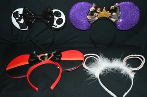 4 Disney Ears Headbands Minnie/Mickey Sequin Satin Ears One size fits all - Picture 1 of 5