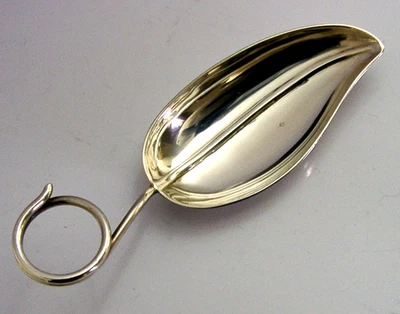 COLHER CADDY DE CHÁ FOLHA DE PRATA ESTERLINA AMERICANA NOVIDADE c1930 ANTIGA - Imagem 1 de 4