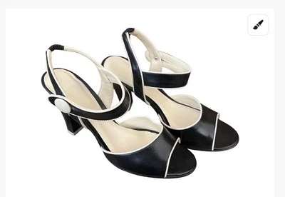 Tacones con tiras de cuero negro y crema Enzo Angiolini hechos en Brasil ¡talla 6,5 M! Foto 1 de 4