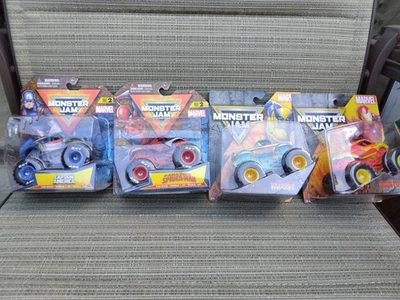 SET 4 Monster Jam Captain America, Spider-Man, Wolverine, Iron Man. - image 1 of 4
