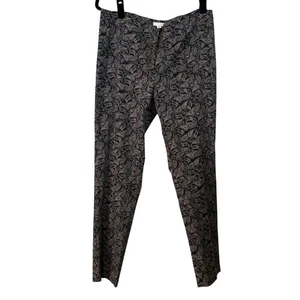 J.Jill Women's Cotton Stretch Tan & Black Paisley Pants Size 8 - Picture 1 of 12