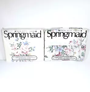 Springmaid Twin Flat / Fitted Bed Sheet Set Floral Percale Bridal Bouquet II New - Picture 1 of 11