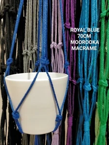 CLEARANCE 2 for $5 - MEDIUM macrame Pot plant hanger holder - ROYAL BLUE - Picture 1 of 5