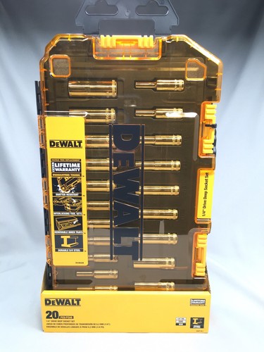 Juego de enchufes de accionamiento profundo DeWalt 20 piezas 1/4" métrico/SAE 6 puntos DWMT73811-