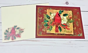 Wishing Peace Cardinal Christmas Card Large Sized - Picture 1 of 3