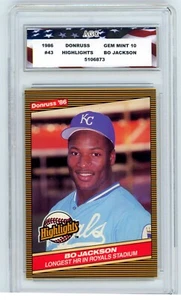 1986 Donruss Highlights #43 Bo Jackson Rookie Card AGC 10 Gem Mint KC Royals - Picture 1 of 2