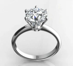 2.00 Ct Round Cut White Treated Diamond Engagement Ring 925 Sterling Silver - Picture 1 of 3