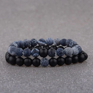 2X Couples His Hers Distance Bracelets Energy Weathering Agate Beaded For Lovers - Picture 1 of 1