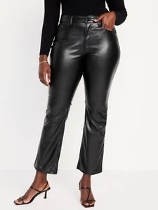 Old Navy High-Rise Faux-Leather Boot-Cut Ankle Pants Size 14P- Blk- NWOT - Picture 1 of 7