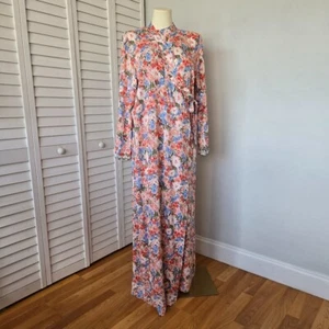 BA Design Floral Long Sleeves Wrap Maxi Dress Women's M Cottagecore Modest - Picture 1 of 14