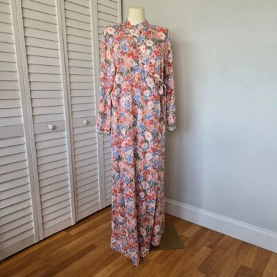 BA Design Floral Long Sleeves Wrap Maxi Dress Women's M Cottagecore Modest - Image 1 of 4