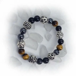Sterling Silver Energy of Universe Natural Beads Bracelet - Picture 1 of 1